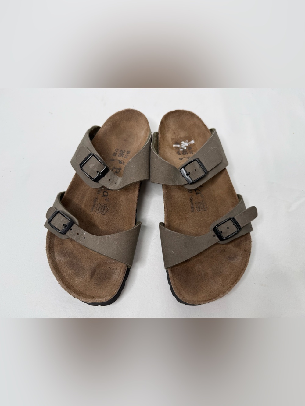 Betula Gray Two-Strap Slide Sandals Adjustable Buckle Women’s EU 39 US 7